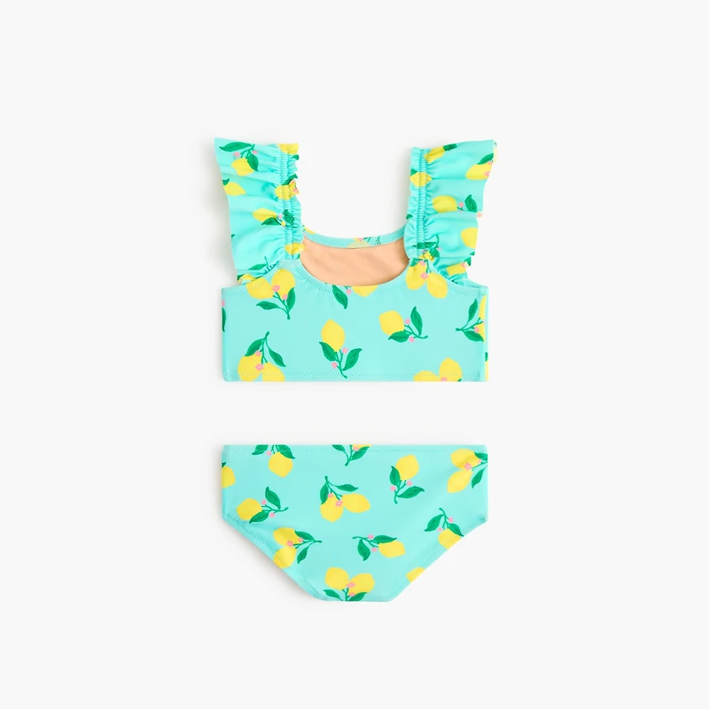 Girls' lemon ruffle two-piece bikini set