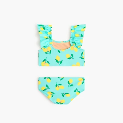 Girls' lemon ruffle two-piece bikini set