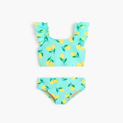 Girls' lemon ruffle two-piece bikini set