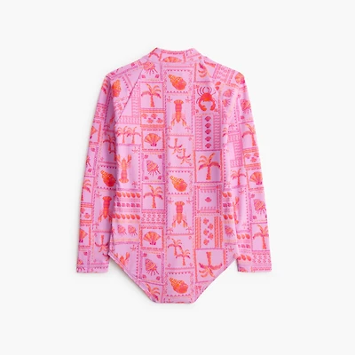 Girls' sea creature rash guard swimsuit