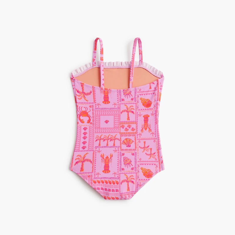 Girls' sea creatures ruffle one-piece swimsuit