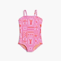 Girls' sea creatures ruffle one-piece swimsuit
