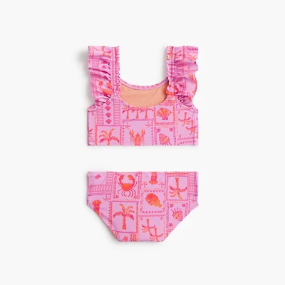 Girls' sea creatures ruffle bikini set