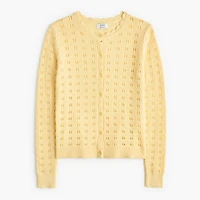 Scalloped pointelle cardigan sweater