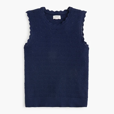Scalloped pointelle sweater shell