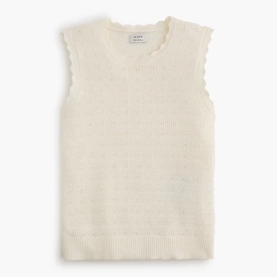 Scalloped pointelle sweater shell