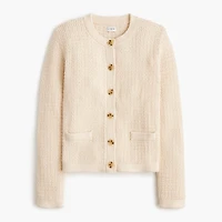 Stitched crewneck cardigan sweater