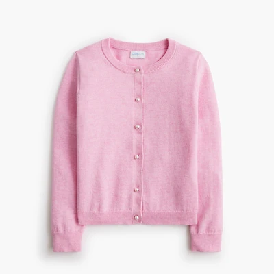 Girls' Casey cardigan sweater with pearl buttons