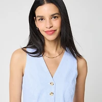 Striped button-front vest