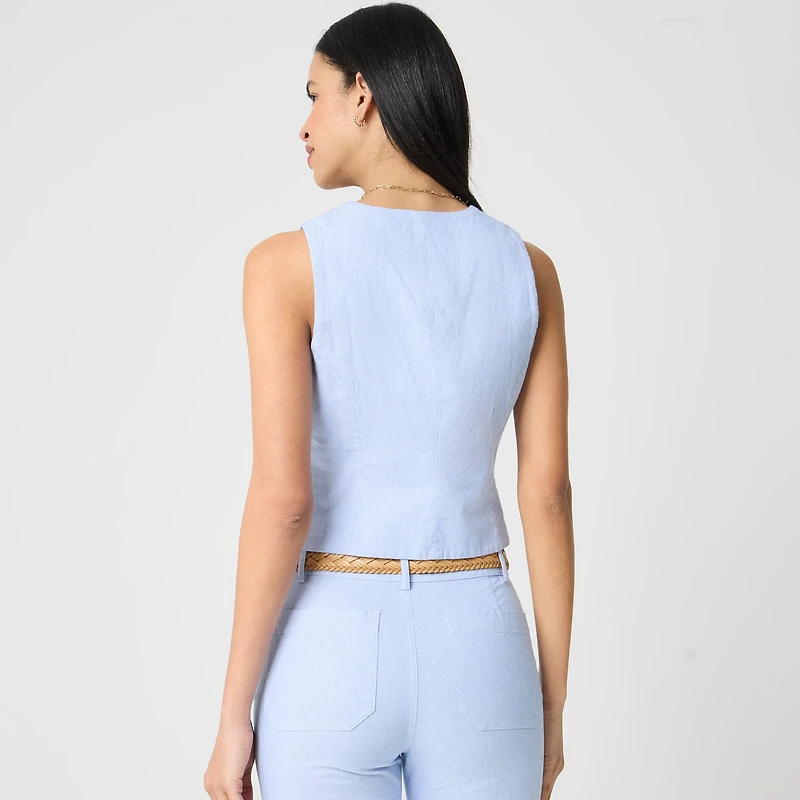 Striped button-front vest