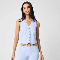 Striped button-front vest