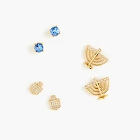 Hanukkah stud earrings pack-of-three