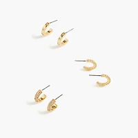 Pavé crystal huggie earrings set