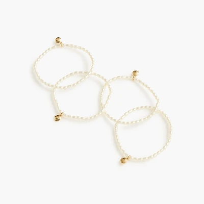 Tiny pearl beaded stretch bracelets pack-of-four