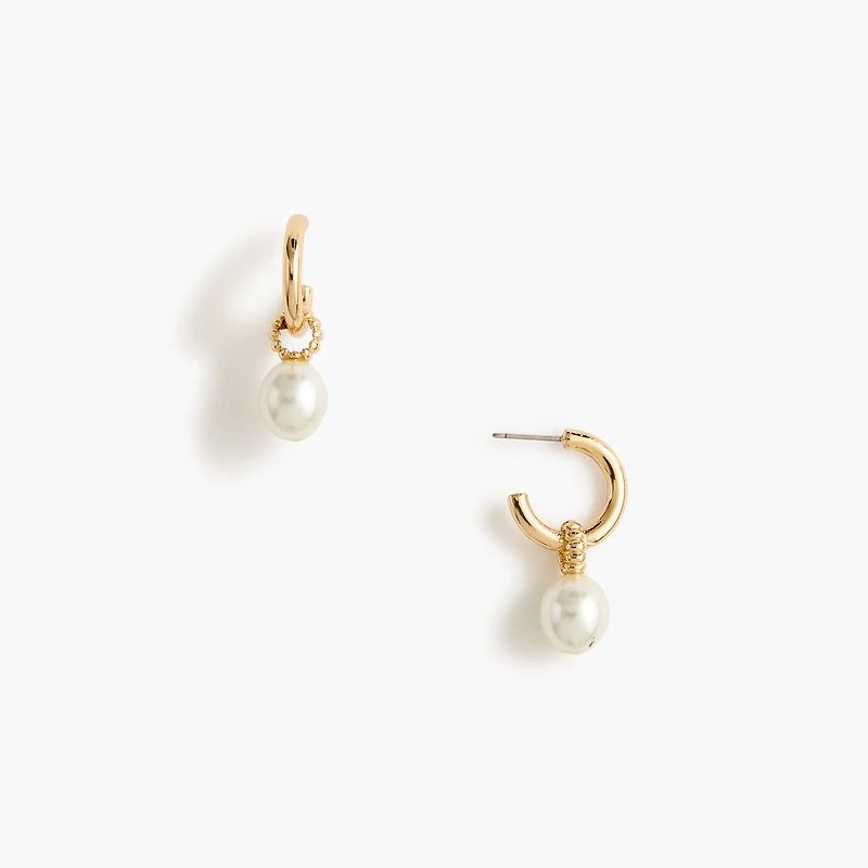 Pearl drop hoop earrings