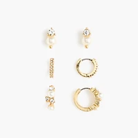 Pearl stud earrings set-of-three
