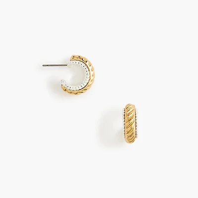 Mixed-metal cable huggie earrings
