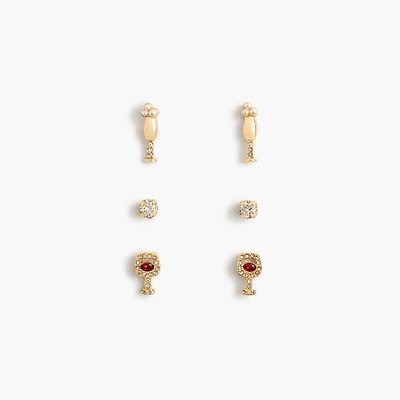 Wine stud earrings set