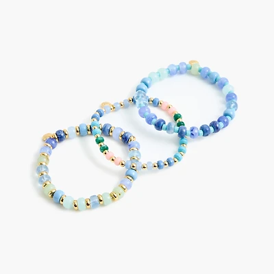 Oval beaded bracelets set-of-three