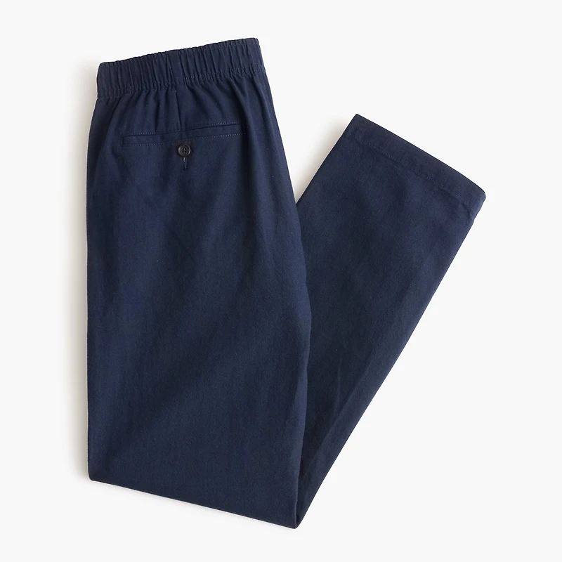 Linen-cotton blend drawstring pant