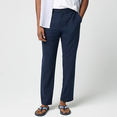 Linen-cotton blend drawstring pant