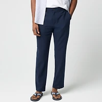Linen-cotton blend drawstring pant