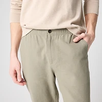 Linen-cotton blend drawstring pant