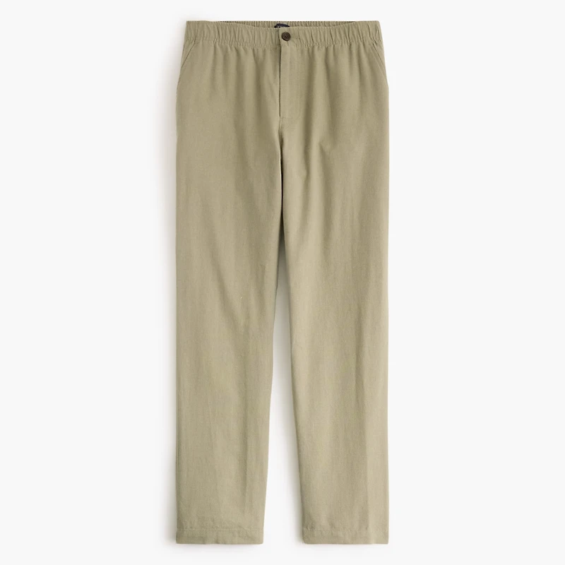 Linen-cotton blend drawstring pant