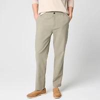 Linen-cotton blend drawstring pant