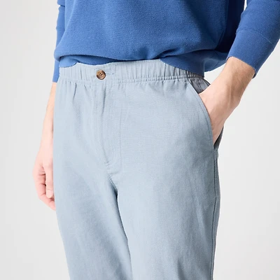 Linen-cotton blend drawstring pant