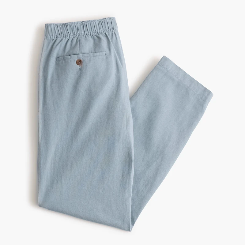 Linen-cotton blend drawstring pant