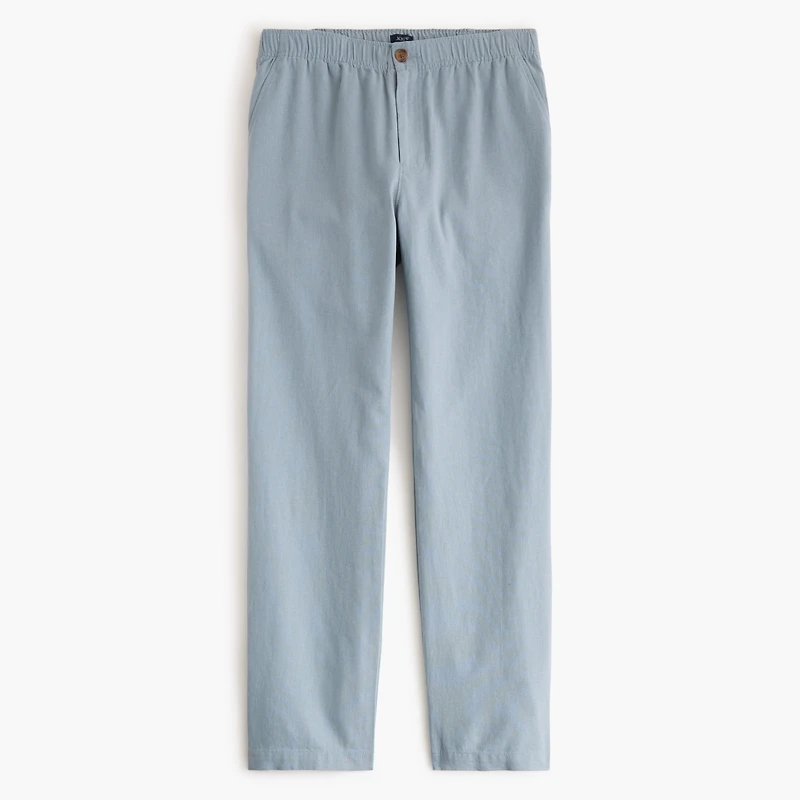 Linen-cotton blend drawstring pant