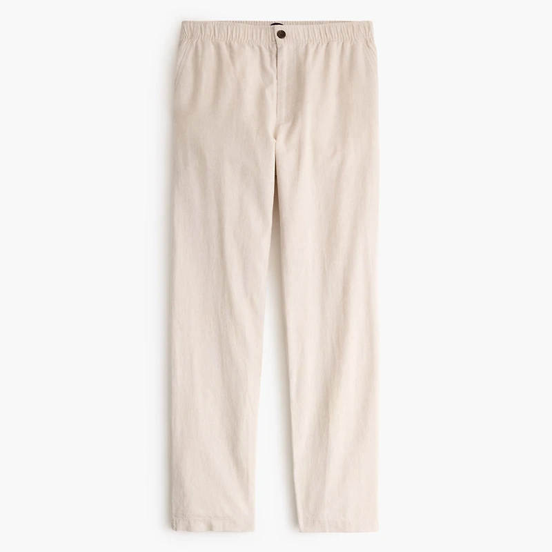 Linen-cotton blend drawstring pant