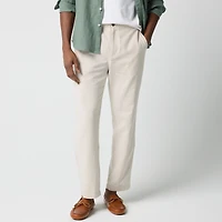 Linen-cotton blend drawstring pant