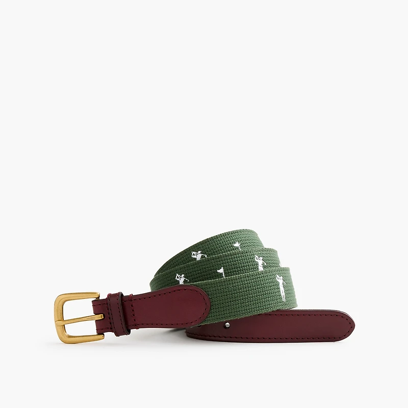 Golf critter embroidered belt