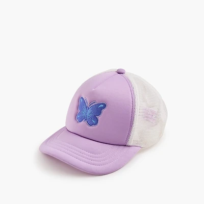 Girls' butterfly-patch trucker hat