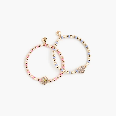Girls' beaded charm bracelets set-of-two