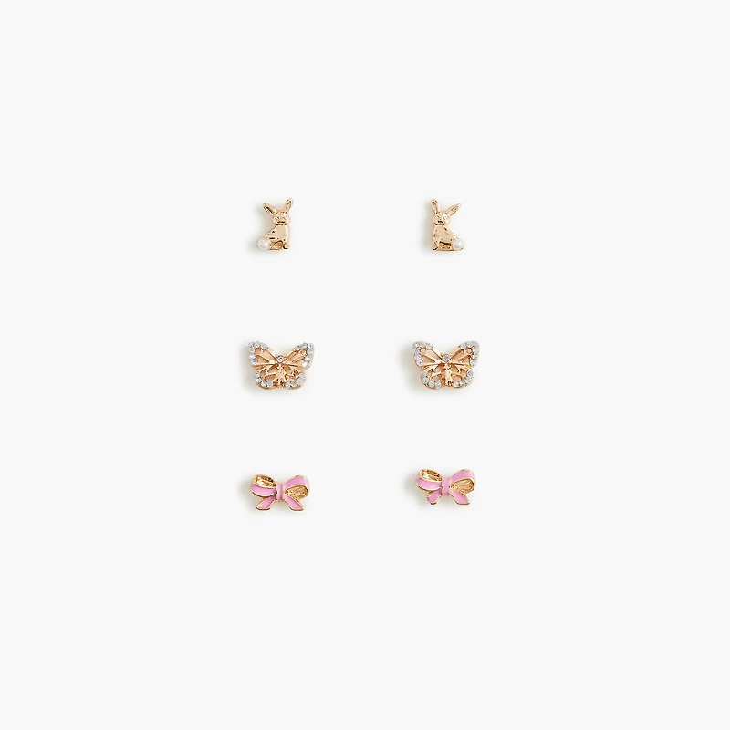 Girls' spring stud earrings set-of-three