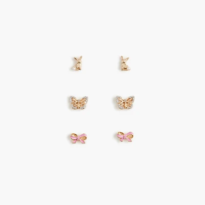 Girls' spring stud earrings set-of-three