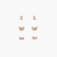 Girls' spring stud earrings set-of-three