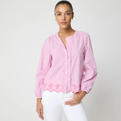 Embroidered button-up shirt