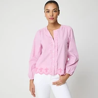 Embroidered button-up shirt