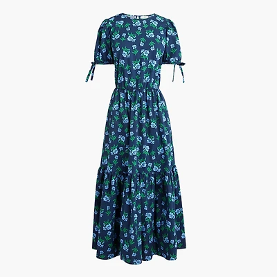 Tie-sleeve midi dress