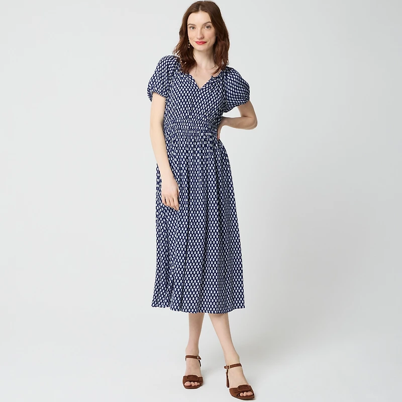 Block-print midi dress