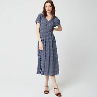 Block-print midi dress
