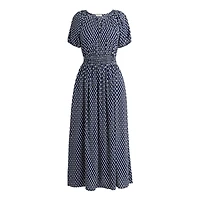 Block-print midi dress