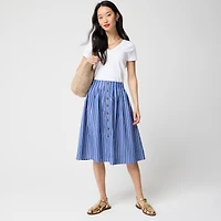 Pleated button-front midi skirt