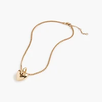 Puffy gold heart pendant necklace