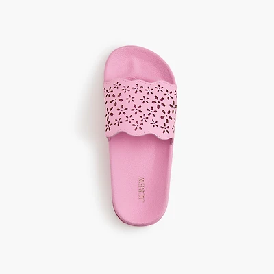 Girls' eyelet slide sandals