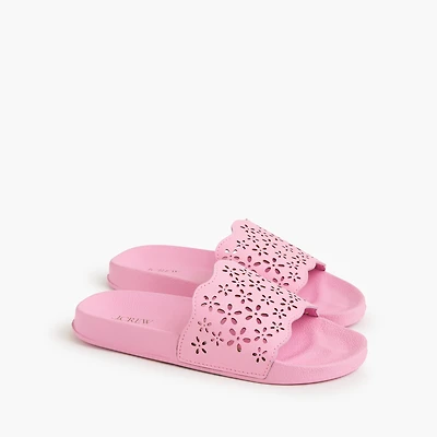 Girls' eyelet slide sandals